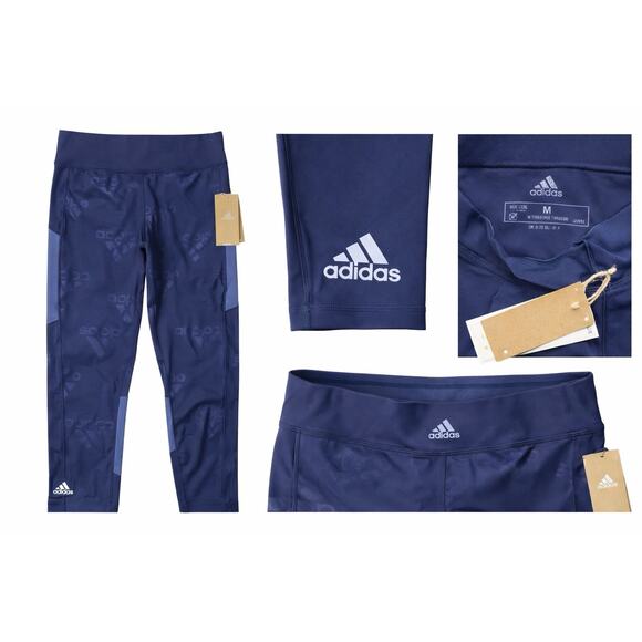 💙NEW Adidas Women’s 7/8 High Rise Tight Leggings Blue Logo Print Medium M NWT - Picture 3 of 10